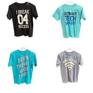 4 NEW Children’s Place Graphic T-Shirts 100% Cotton Boys Size Large 10 - 12